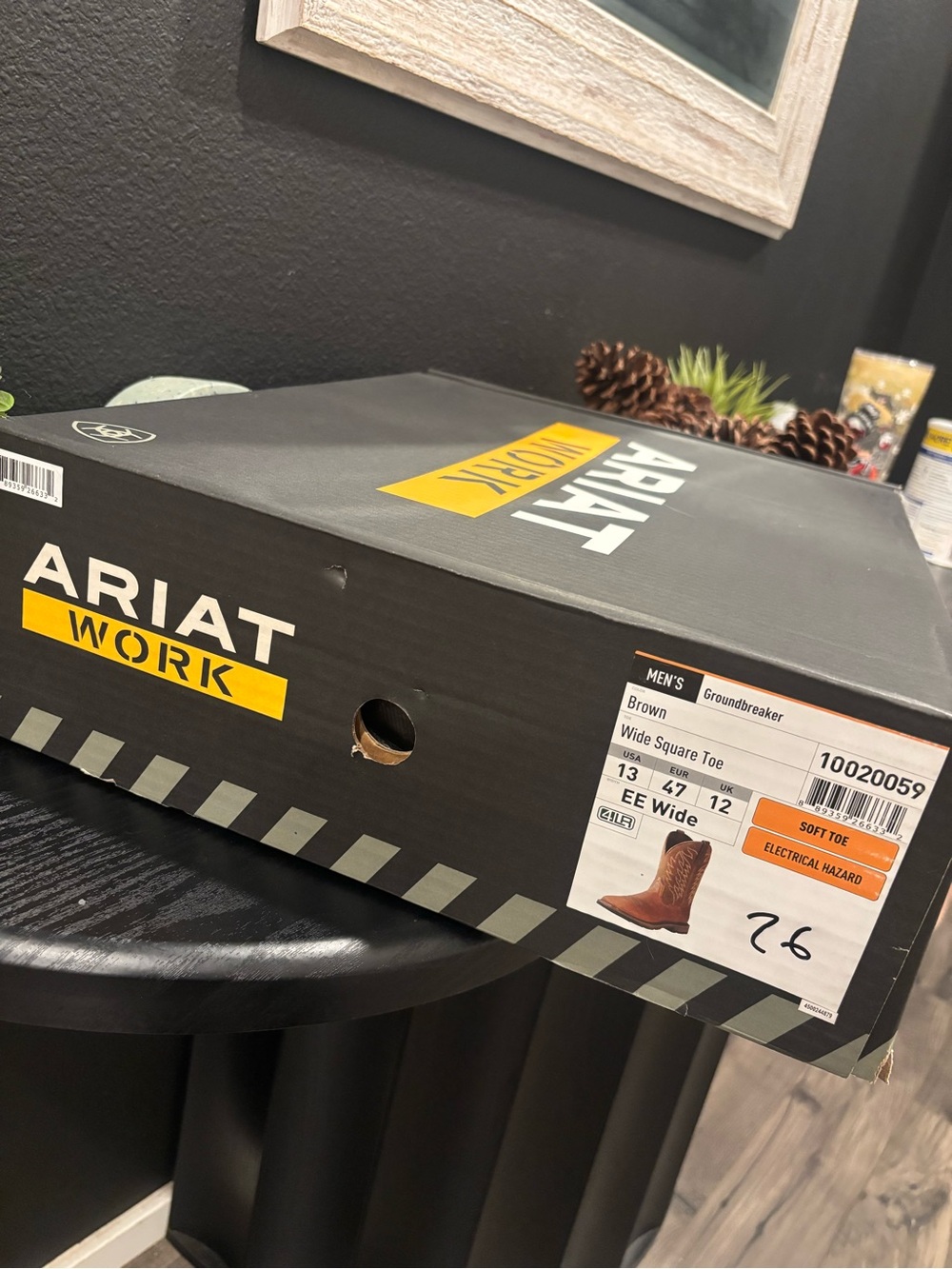 Ariat Work Brown and Yellow Branded Boot Box